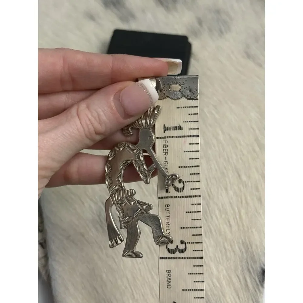 Native Sterling Silver Kokopelli Kachina Ceremonial Flute Dancer Pendant Signed